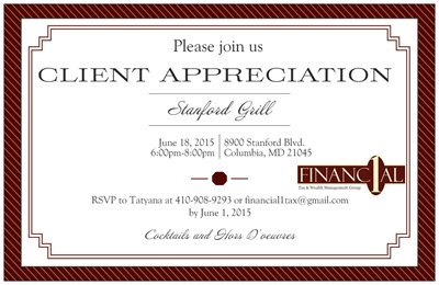Financial 1 Tax and Wealth Management Group - invitation